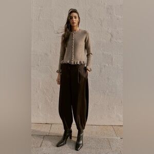 Zara Gray Ruffle Cardigan